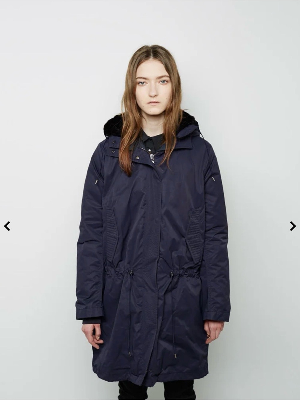 Acne Studio Womens  Navy Hooded Parka Coat